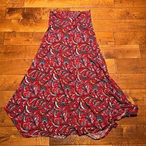 LuLaRoe Maxi Skirt Red floral paisley